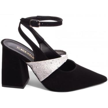 Imagem de Sapato Scarpin Salto Grosso Quadrado Bico Fino Feminino Luxo Premium 8