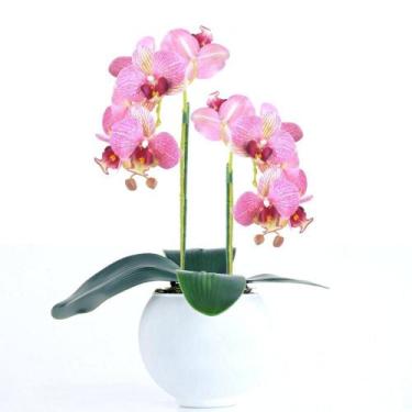 Imagem de Arranjo 2 Orquídeas Rosa em Vaso Branco Fosco Diva - Vila das Flores