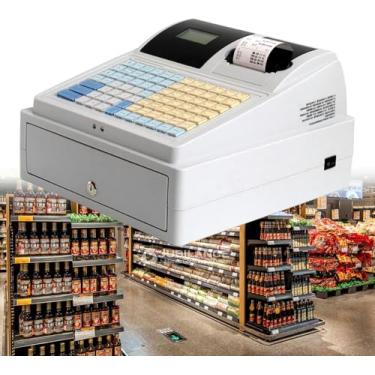 Imagem de KKSOUFX Caixa Registradora, Sistema De Caixa Registradora Para Pequenas Empresas Com Gaveta De Dinheiro, Caixa Registradora EletrôNica De 81 Teclas Com Display Digital Led