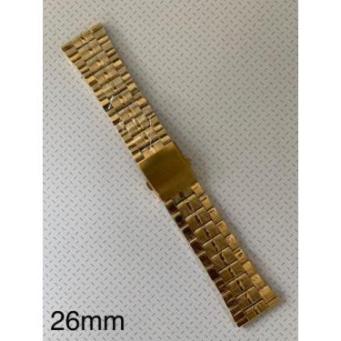 Imagem de 3 Pulseiras de Aço Dourada Terminal Reto 26mm - Universal