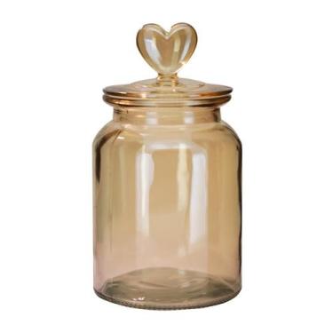 Imagem de Pote Vidro Hermético Âmbar Decor Afeto Coração 1310ml - Yangzi