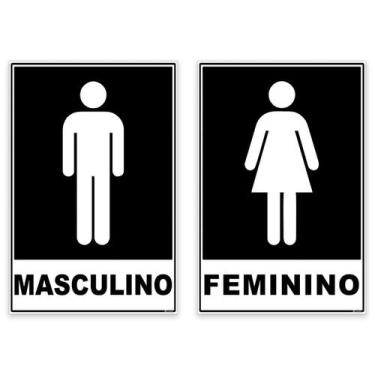 Imagem de Kit 2 Placas Banheiro Masculino E Feminino Sanitário 20X15Cm - Plimsho