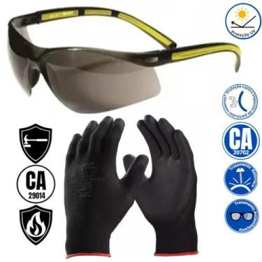 Imagem de Kit Epi Luva Multiuso Oculos Trabalho Segurança Protecao Uv Antirrisco