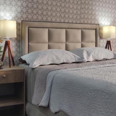 Imagem de Cabeceira King 195 Cama Box Diamond 2 H8 Módena Bege Suede Com Pés RBL
