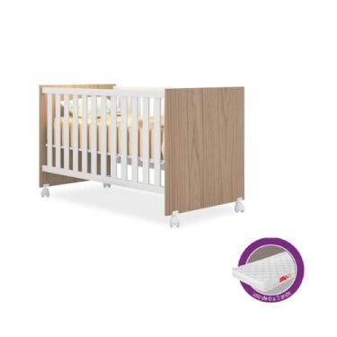 Imagem de Berço Mini Cama Americano Doce Sonho Branco/ Carvalho com Rodízio + Co
