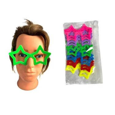 Imagem de kit 6un Óculos Colorido Estrela Fantasia evento carnaval - Lynx produç