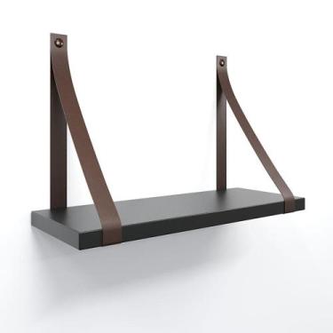 Imagem de Prateleira em MDF Preto 30x15cm com Alça - Lubrano, Café
