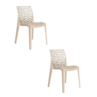 Imagem de Kit 2 Cadeiras Vazada em Polipropileno Gruvyer Espresso Móveis
