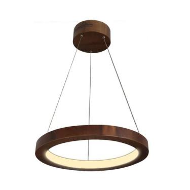 Imagem de Pendente de Madeira Sirius LED 3000K Acrílico 50 cm Imbuia - Madeluz