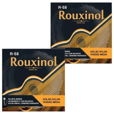 Imagem de Kit 2 Encordoamento Violão Nylon Rouxinol Tensão Média R58