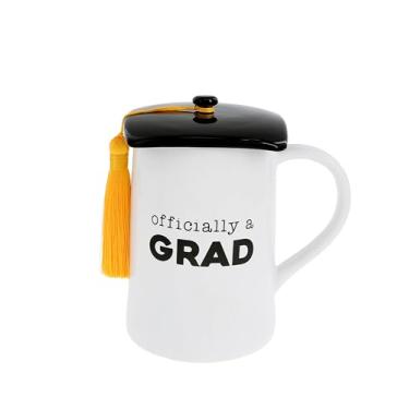 Imagem de Pavilion - Oficialmente A Grad - Caneca de café de 500 ml, xícara de chá, tampa de formatura, tampa, borla, colégio, colégio, associados, bacharelados, doutorado, parabéns, graduação