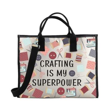 Imagem de BDPWSS Bolsa de costura Crafter Gifts Crafting Is My Superpower Crafting Mom Bolsa de viagem de lona para presente Quilter Costureira, Crafting Power Te