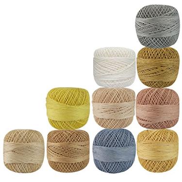 Imagem de Lote de 10 peças de fios multicoloridos de crochê de algodão ponto cruz tatting doilies novelos rendados artesanato tamanho 40