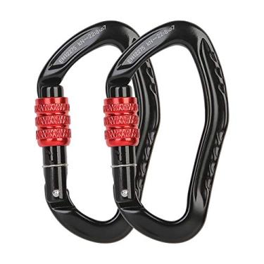 Imagem de Mosquetão de bloqueio de parafuso XINDA, CE UIAA certificado com 22KN resistente clipe de mosquetão para escalada, rapel, rede, acampamento, caminhada, equipamento para uso externo, 2 pcs,Black/Red