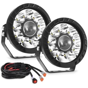 Imagem de Audak Luzes LED redondas Offroad 17,8 cm 65 W Spot Beam LED com kit de cablagem para caminhonete off-road 4x4 de carro, caminhonete quadriciclo