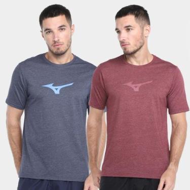 Imagem de Kit com 2 Camisetas Lifestyle Masculina - Mizuno, Marinho, Azul, P