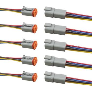 Imagem de Conector elétrico de 4 pinos Deutsch à prova d'água para carro com fio de cabo 17AWG, chicote de fiação automotivo macho e fêmea de 4 vias, trança DT de 4 fios para carros, barcos, caminhões