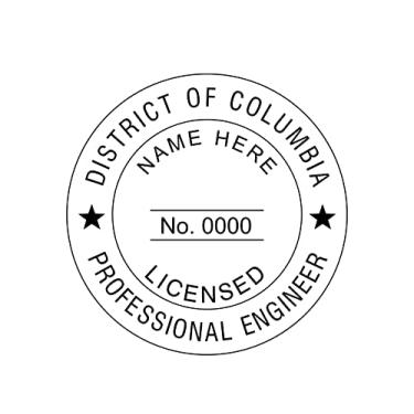 Imagem de Carimbo de engenheiro com autotinta; carimbo de borracha personalizado; carimbo de tinta ideal 500 carimbos redondos de borracha para o distrito de Columbia