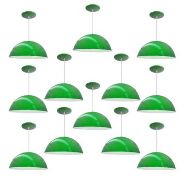 Imagem de Kit 12 Luminária Pendente Meia Lua 34cm Com Interior Branco Brilho Com