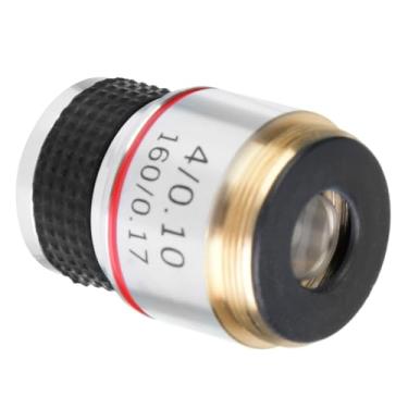 Imagem de Lente Objetiva Acromática 4X para Microscópio Biológico, Revestimento Em Liga de Alumínio, Imagem Nítida, Elimina Reflexos Indesejados e Aumenta o Contraste, Comprimento de 30,5 Mm