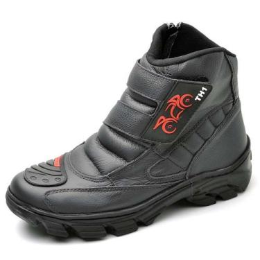 Imagem de Bota Coturno Motociclista Couro Semi Impermeável Preto - Top Franca Sh