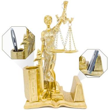 Imagem de Escultua Decorativa Estátua Dama Justiça Direito Enfeite Mesa Escritór