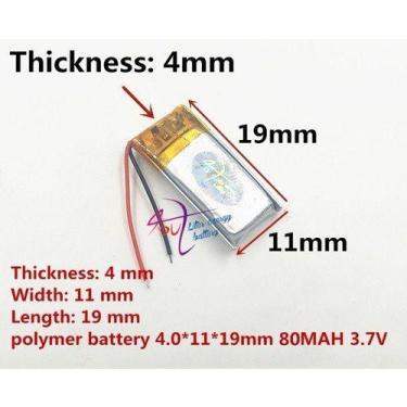 Imagem de Bateria  19mm X 11mm X 4mm 3,7v 2 Fios 80mah Ml - KMIG