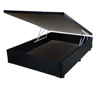Imagem de Box com Baú Base Casal Preto de Madeira - FácilPedido