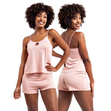 Imagem de Short Doll Feminino Pijama de Dormir sem Bojo Curto Viére, G, Rosa
