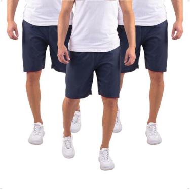 Imagem de Kit 3 Bermudas Masculina Tactel Liso Academia Treino com Bolso Traseir