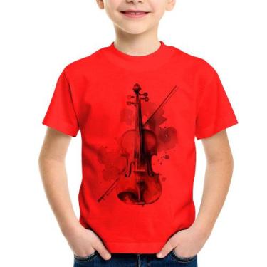 Imagem de Camiseta Infantil Violino - Foca na Moda, Vermelho, 2