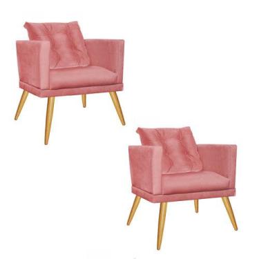 Imagem de Kit 02 Poltrona Cadeira Milena Confort Com almofada Sala Recepção Escr