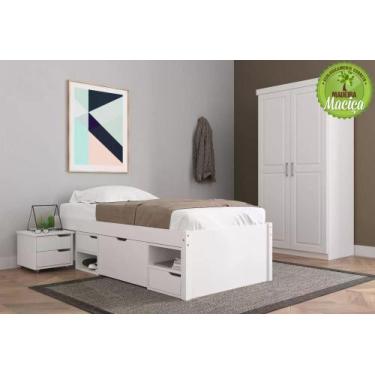 Imagem de Cama Solteiro Juvenil Multifuncional 2 GV 2 Nichos e Mesa de Cabeceira