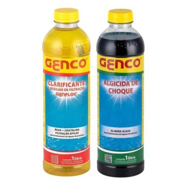 Imagem de Kit Piscina Algicida Choque + Genfloc Clarificante 1L Genco