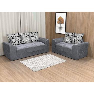 Imagem de Sofá 2 e 3 Lugares Cinza com Floral 605/37 Porto - Alpoim