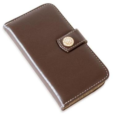 Imagem de Capa carteira couro strass marrom para iphone xs max 6.5 - CELLWAY