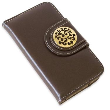 Imagem de Capa carteira couro johari marrom para moto e13 xt2345 - CELLWAY