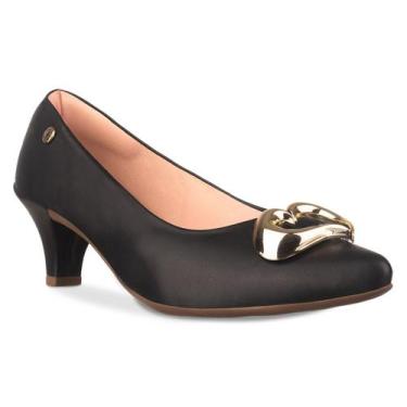 Imagem de Scarpin Feminino Salto Fino Baixo Bico Fino Coração - Fabrik, St preto