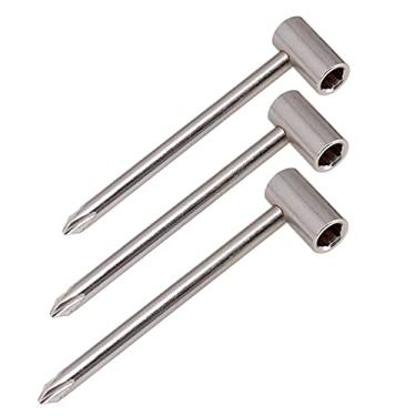 Imagem de Chave de haste de treliça de guitarra de 3 tamanhos Chave de ajuste de reparo de caixa de pescoço de guitarra com chave de fenda cruzada para acessório de guitarra 6,35 mm 7 mm 8 mm (cromo)