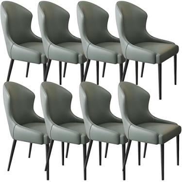 Imagem de Conjunto de 8 cadeiras de jantar de cozinha resistentes ao desgaste de couro garra de gato cozinha sala de estar espreguiçadeira cadeiras de balcão resistentes de aço carbono pernas de metal cadeiras