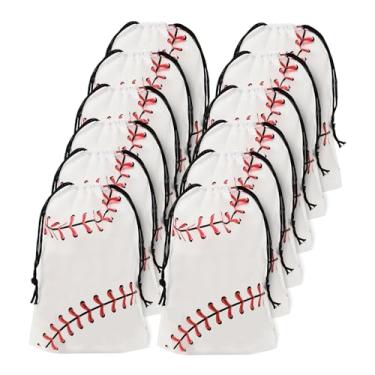 Imagem de HUIANER Sacos de cordão de beisebol, 40 peças, sacolas de beisebol, lembrancinhas de festa para lanches, festa temática de beisebol, academia, esportes, festa de aniversário 15 x 20 cm