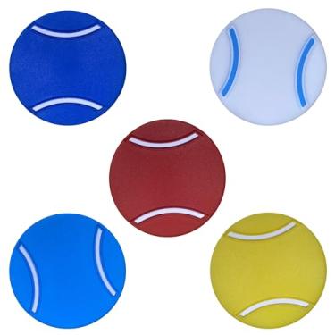 Imagem de Amortecedor de tênis fofo/engraçado, pacote com 5, bola de tênis B, amortecedor de vibração, raquete de tênis de silicone macio com absorção de choque, raquete de tênis absorvente de choque (pacote