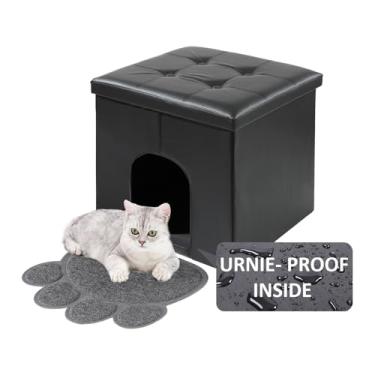 Imagem de MEEXPAWS Caixa de areia para gatos para móveis ocultos, armário de armazenamento de banco de banheiro pequeno para gatos 50 x 50 cm | À prova de cães | À prova d'água | Fácil de limpar | Fácil