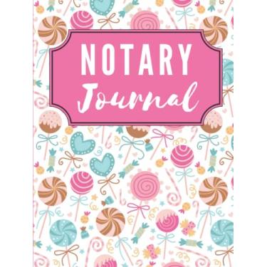 Imagem de Hardcover Notary Journal: 8.5x11 Large Notarial Logbook/With 200 Numbered Pages - Two Record Logs Per Page / 400 Records/Fun Pink Blue Tan - Candy ... White/Ledger Book Gift For Signing Agents