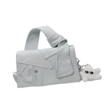 Imagem de Colaxi Bolsa jeans feminina, bolsa de ombro patchwork para noite, festa de trabalho para adolescentes, Branco