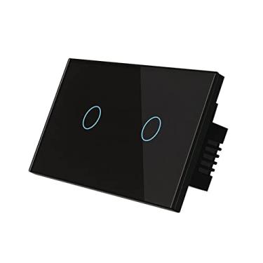 Imagem de Interruptor inteligente Zigbee Touch, compatível com Alexa, Google Home, Hubitat e HA, fio neutro necessário (2 Gang, preto)