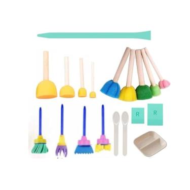 Imagem de Conjunto de 19 peças de mini rodo de pasta de giz com bastões de borracha, esponja para giz, estêncil autoadesivo, rodos de serigrafia, raspadores, ferramentas para aplicar tinta ou tinta de giz,