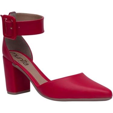 Imagem de Sapato Salto Grosso Scarpin Sandália Salto Bloco Moda (Vermelho, BR, Adulto, Numérico, 37)