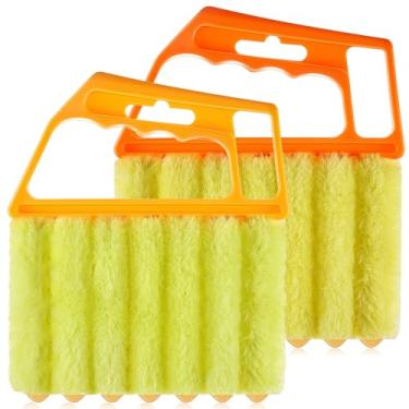 Imagem de 2 peças limpador veneziano de janela ferramenta de espanador lavável 7 dedos limpador de poeira e escova de obturador de ventilação de ar persianas ar condicionado ventilador espanador sujeira