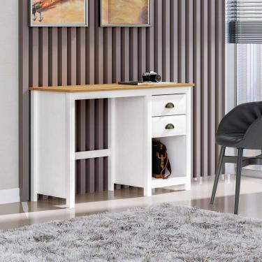 Imagem de Escrivaninha 2 Gavetas 1 Nicho Branco/Freijó Topázio Madeira Pinus - Finestra